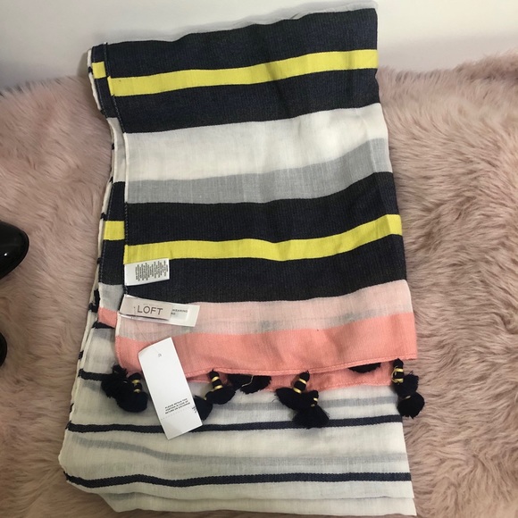 Loft Stripes Tassel Thin Scarf - Picture 2 of 2